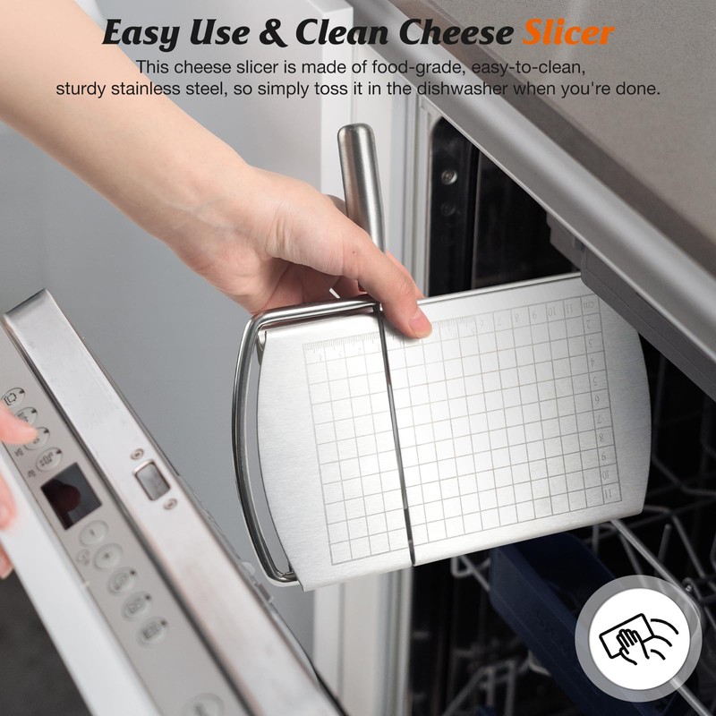 DGLOZE Cheese Slicer Cutter, Stainless Steel Cheese Cutter Board with