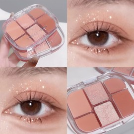 6 Eyeshadow Colours, Professional Makeup Palette, Matte and Shimmering Eyeshadow Tones, Highly Pigmented Eye Makeup Palette, Cosmetic Gift for Women and Girls (02)