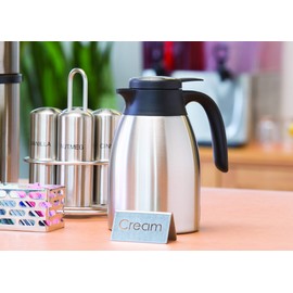 Service Ideas FCC06SS Flow Control Server, Vacuum Insulated, 0.6 Liter (20 Ounces), Stainless Steel/Black