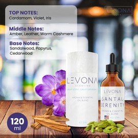 Levona Scent Essential Oils - Scents for Home, Hotel & Office Use - Perfect for Home Diffuser & Humidifiers - Aroma Fragrance Oil, Ideal for Massage, Relaxation, and Spa - Santal Serenity, 10ml