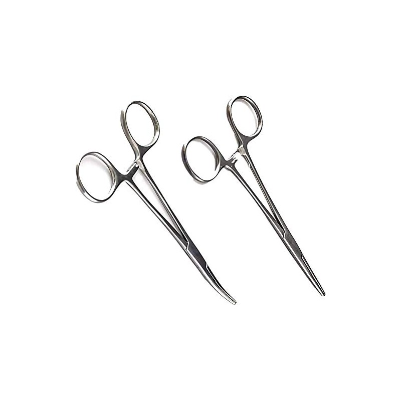 2 pcs Fishing Clamp Set 5" Straight and Curved Hemostat