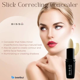 Bissú Stick Correcting Concealer - 15 Versatil Shades, Natural Finish, Contouring, Highlighting, Easy Application, 4,7 grms (Brick, Stick)