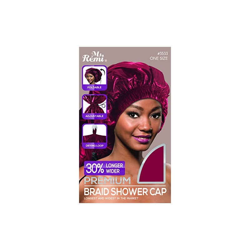Ms Remi Premium Braid Shower Cap Burgundy 25 inch long