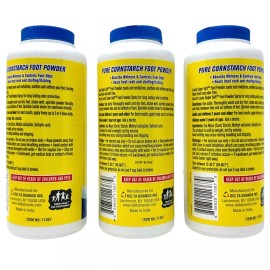 Pure Cornstarch Foot Powder 100% Talc Free Absorb Wetness Odor Control 5oz (3PK)