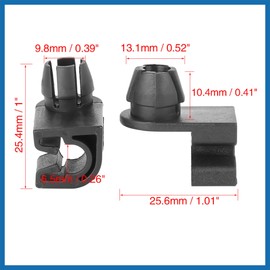 A ABSOPRO 10pcs 25.4mm Plastic Car Hood Prop Rod Clip Retainer Black Item Replacement