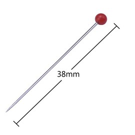 AKOAK 38mm Colored Glass Head Needle Travel Map Push Pin Sewing Fixed Big Head Needle, Pack of 100 (Red)