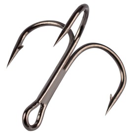 AMHDV 100pcs Treble Hooks Barbed Sharp Treble Hook for Freshwater and Saltwater (Black, 6# 100pcs)