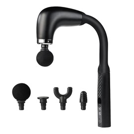 Deep Tissue Massage Gun for Back & Full Body – Long Handle Percussion Muscle Massager with 4 Replaceable Heads, Adjustable Speeds & Quiet Motor – Relieve Muscle Pain, Soreness & Stiffness (Black)