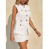 Tankaneo Womens 2 Piece Outfits Casual Suit Sets Sleeveless Button