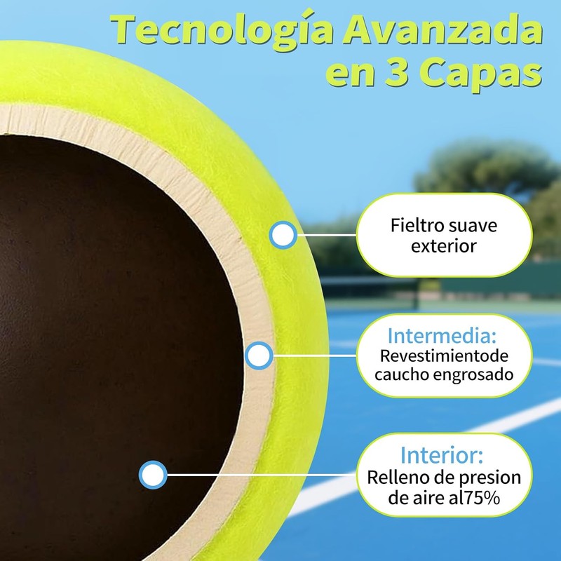 Pelotas de Tenis Presurizadas - Fieltro Resistente, Goma Elástica