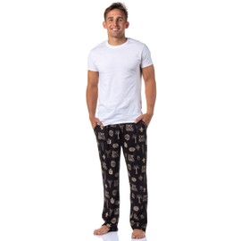 INTIMO The Lord of The Rings Men's Tossed Print Movie Film Title Logo Pajama Pants (Large) Black