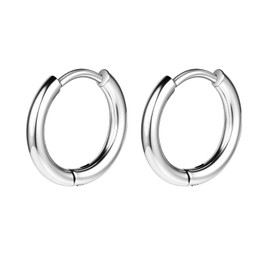 AOEDEJ G23 Titanium Silver Hoop Earrings 18G Small huggie hoop earrings 8mm/10mm/12mm Cartilage for Sensitive Ears for Multiple Piercing Cartilage Hoop Earring Stack Jewelry