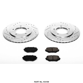 Power Stop K5109 Front Z23 Carbon Fiber Brake Pads with Drilled & Slotted Brake Rotors Kit