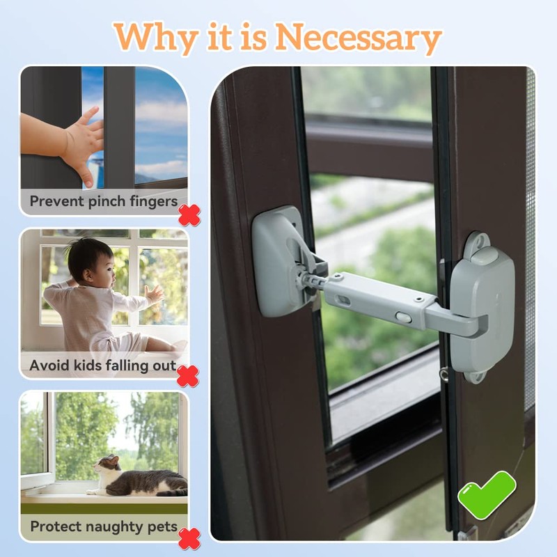 SAFELON Adjustable Window Gap Size Baby Safety Window Restrictor, Child