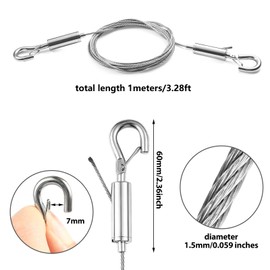 SIDENUO Adjustable Picture Hanging Wire Kit,heavy duty picture hangers Supports 66 lbs - 4PCS Picture Hanging Hardware,1m x1.5mm Stainless Steel Wire Rope for Hanging Mirror,Picture,Light Lamp,Basket