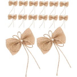 GANAZONO 15 Piezas Moños Rústicos de Arpillera con Cuerda de Yute Adornos para Manualidades DIY Decoración Navideña para Regalos y Fiestas