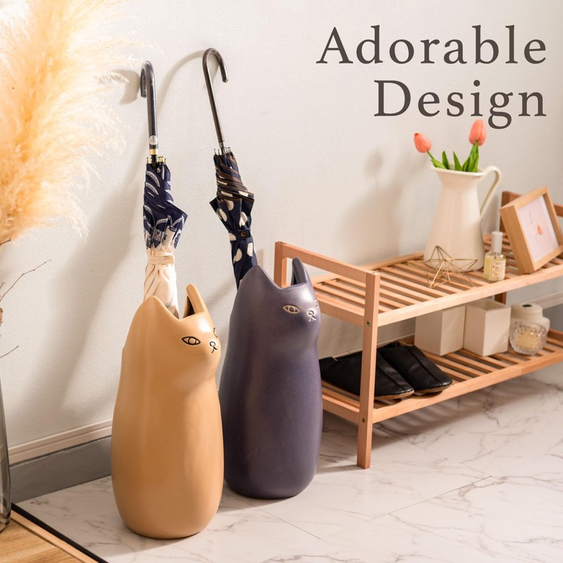 パレットライフ PaletteLife Cat Umbrella Stand, Compact Ceramic Umbrella Holder for