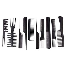 Truvic Pro Salon Hair Cut Styling Hairdressing Barbers Combs Brush Set (Black) -10 Pcs