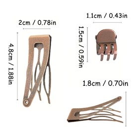Hann 24 Pieces Double Grip Hair Clips + 2 Claw Hair Clips Metal Snap Hair Clips Hair Barrettes for Hair Making, Salon Supplies (Red Ancient Bronze)