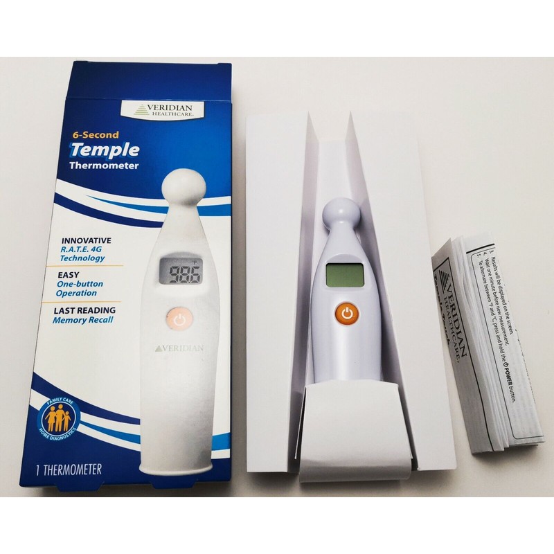 Veridian Thermometer Mini Temple Touch Sensor 6 Second, Veridian