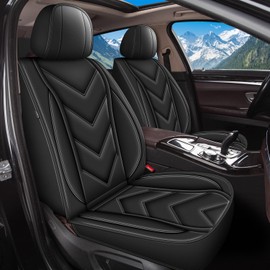 RAWAKORW 2 Front Car Seat Covers Full Set Fit for Honda Ridgeline 2006-2014 & 2024 2025 Leather Automotive Seat Cover Waterproof Car Seat Cushion Protector Compatible with Airbag(2 Seat, Black)