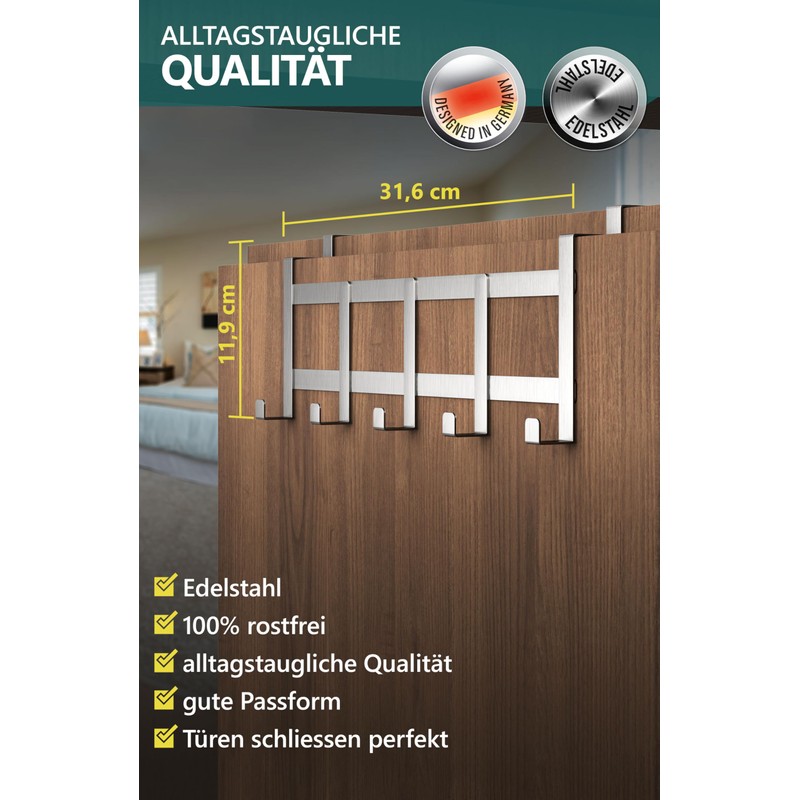 4smile Door Coat Rack for Hanging Inside - Stainless Steel