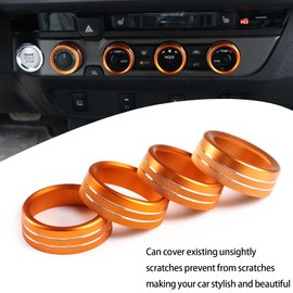 Lcojicep Fit for Toyota Tacoma 2015-2022 Car Central Control Air Conditioning Knob Ring ， Interior Protection Accessories ， Aluminum Alloy Control Button Decoration Cover (Orange)
