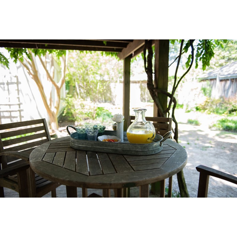Creative Co-Op Oval Galvanized Metal Tray with Handles