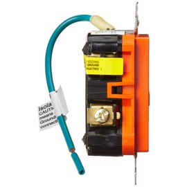 Leviton GFTR2-IGO 20A-125V Extra-Heavy Duty Industrial Grade Isolated Ground Duplex Tamper-Resistant Self-Test GFCI Receptacle, 20-Amp, Orange,