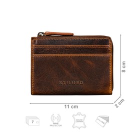 STILORD 'Cardino' Credit Card Holder Leather Card Holder - Men's Genuine Leather Mini Card Holder Wallet Card Wallet Women's Small Wallet RFID, Luino - Brown, coin purse