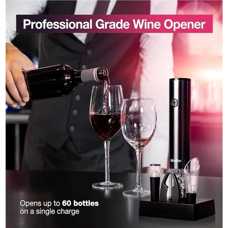 Mueller Electric Wine Opener Set- Rechargeable Brand New In Box!