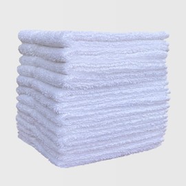 The London Linens Luxury Face Towels White Flannel Face Cloth- ≥500 GSM Wash Cloths Highly Absorbent Towels- Ideal for Gym, Spa and Kitchen in 30x30 cm(Pack-12, 60% Bamboo)