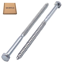 SKIR'CO (6 pcs) DIN 571 Zinc Plated Steel Hexagon Wood Screws M6 x 140 mm, Coach Screws, Hex Screw, Lag Bolts