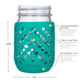 JarJackets Silicone Mason Jar Sleeve - Fits 16oz (1 pint) REGULAR-Mouth Jars | Package of 4 (Multicolor)