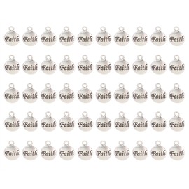 Shapenty Faith Charms Inspiration Message Charms for DIY Necklace Earring Bracelet Pendant Keychain Bookmark Jewelry Making Beading Ornaments Gift Inspiration Words Craft Projects, 50PCS