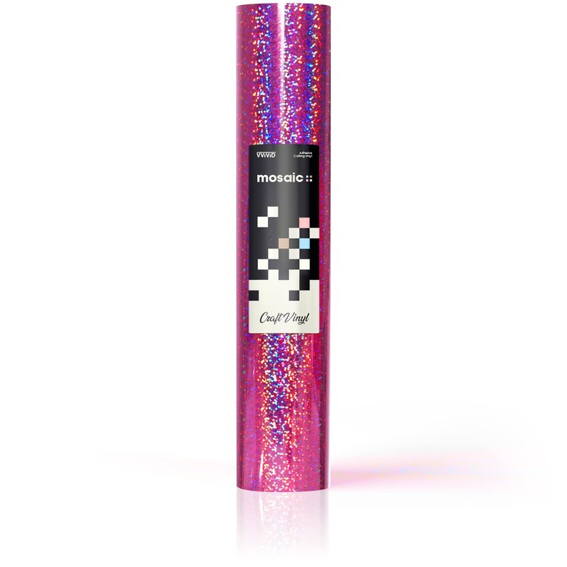 Mosaic+ Crafting Vinyl, by VViViD (Rose Pink Holographic Glitter, 1ft