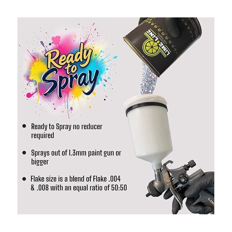 LiME LiNE Metal Flake Silver Basecoat - No Reducer Needed