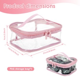 Makeup Bag Clear Toiletry Bag Travel Essentials Cosmetic Bag for Women Portable Traveling Carry on Airport Airline Compliant Bag (Pink)