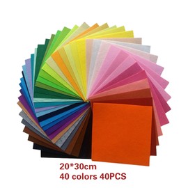 40PCS Farben Filzstoff Basteln CHUNLINLAODA-20 * 30 cm Filzplatten Bastelfilz Farbig Filz Blätter Kinder Vliesstoff Stoff Filzplatten Polyester Felt Fabric Basteln für DIY Handwerk (Mehrfarbig1)