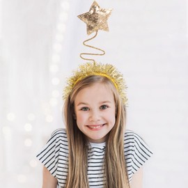 Holibanna 1PC ponytail head bopper metallic headband kid headbands star headpiece alien head bopper funny hair hoop independence day patriotic star headband child metallic line Christmas