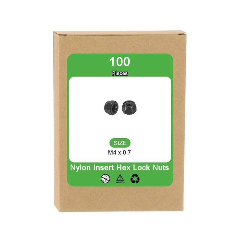 sourcing map 100Pcs M4 x 0.7 Nylon Insert Hex Lock