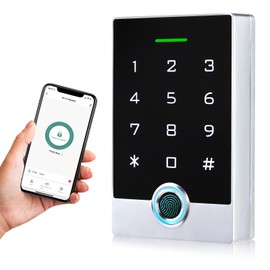 Wireless WiFi TUYA Access Control System, Fingerprint Password Stand-Alone Door Access Control Keypad with ID Keyfob, WG26/34 EM Card Reader Access Controller, Full Metal Weatherproof, Backlight