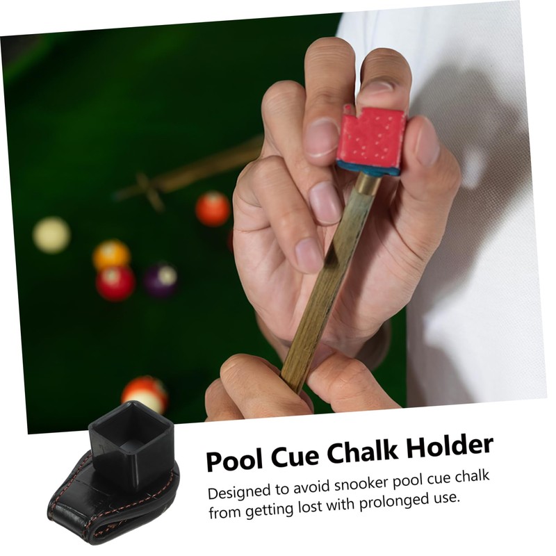 SAFIGLE Ergonomic Leather Chalk Holder for Pool Cues Durable Billiard