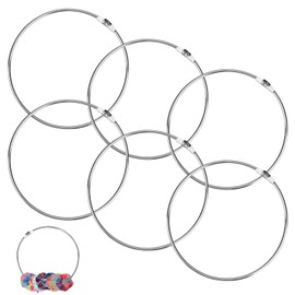 Pack of 6 large key rings, 12 cm, stainless steel, key ring, the ring buckle is firm and does not fall off. It is used for hanging keys, clothes bags (silver), silver