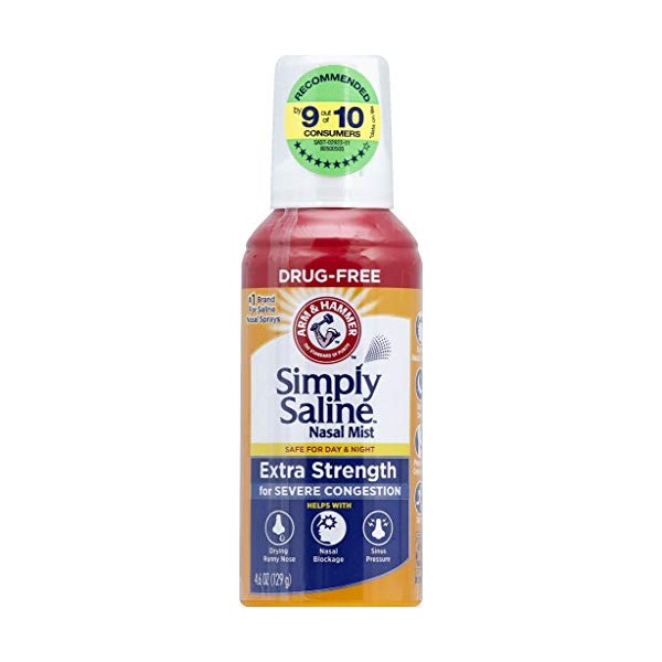 Simply Saline Adult Nasal Mist, Allergy & Sinus Relief, Extra Strength, 4.25 Fl Oz,Multi Color