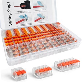 FullFun 75 Pcs Lever Wire Nuts Connectors, Compact Splicing Wire Connector Push-in, Electrical Connectors Assortment Kit for Quick Connect 24-12 AWG, 2 Port, 3 Port, 5 Port