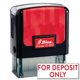 Shiny for Deposit Only Stamp Self Inking Rubber Stamp, 1/2" by 1-1/2" Impression Area, Red Ink, Refillable