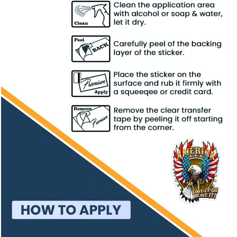 Generic Eagle and Flag Vinyl Decal Size 5.9 x 4.3