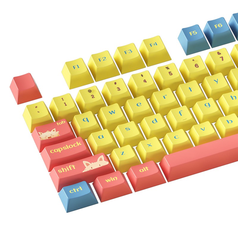 Mechanical Keyboard Keycaps 124 Keys PBT Dye Sublimation Vivid Colors