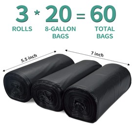 Sailortenx 60 bolsas de inodoro portátiles 100% compostables de 8 galones, bolsas de inodoro para campamento con cubeta de 5 galones, bolsas de basura desechables biodegradables para campamento al aire última intervensión bolsas de orinal